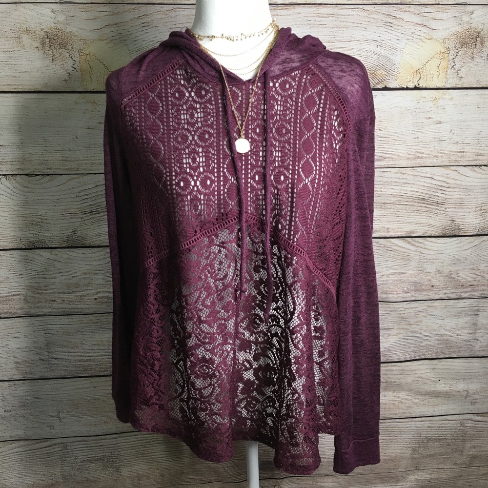 Xhilaration purple lace sheer hoodie